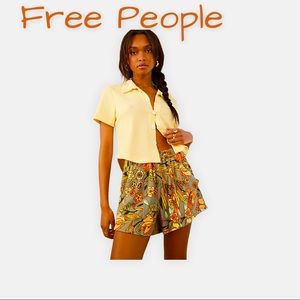 Free People at First Sight Printed Terry Shorts in Silver Sage size S